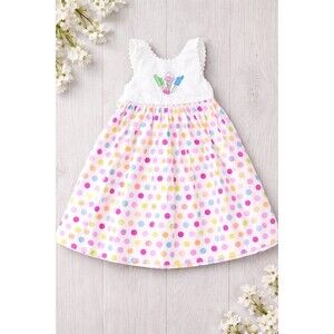 Just Ducky Asheville Nc Ice Cream Dress In Pink Size 4 Polka Dot Embroidered ￼